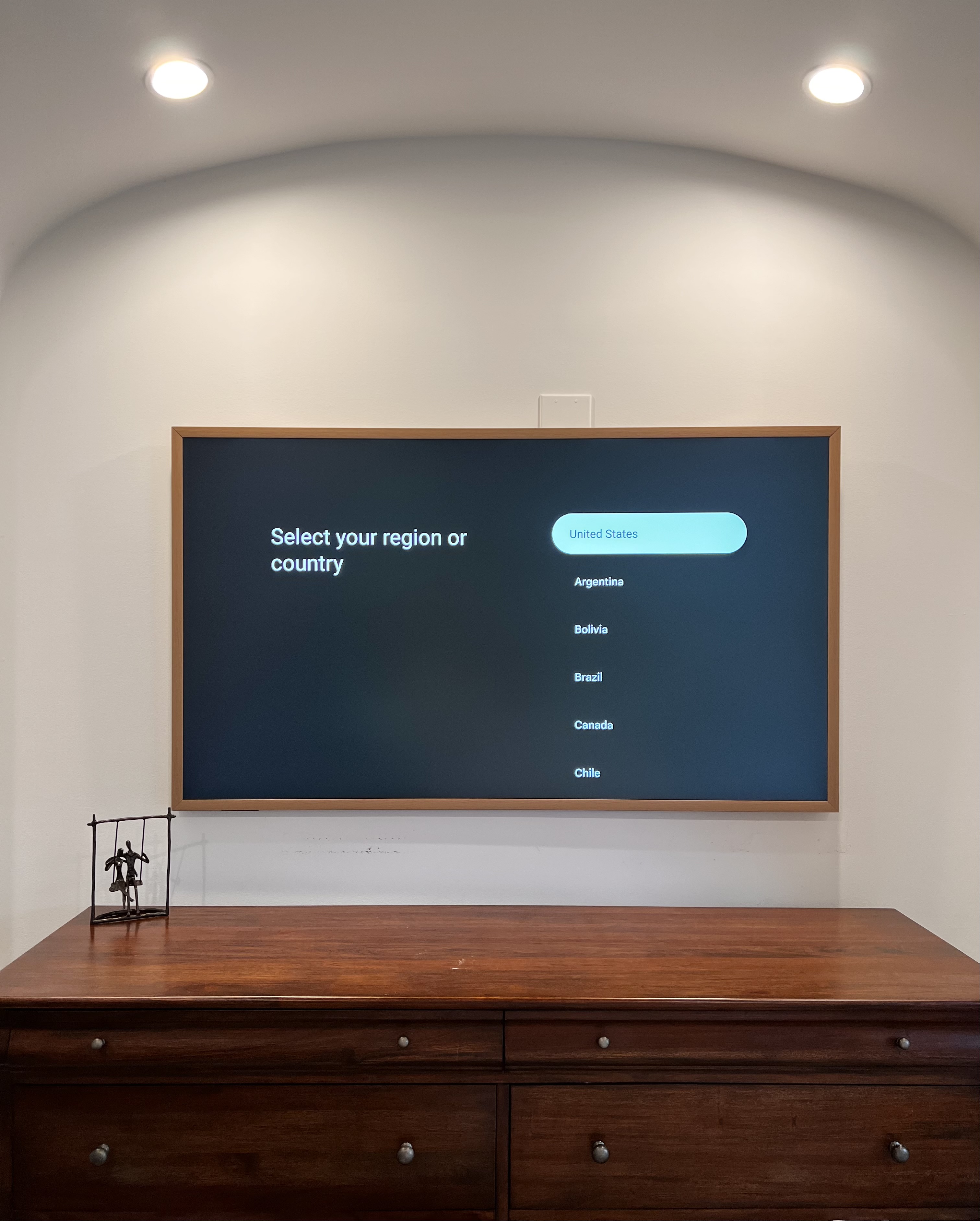 Frame TV install with clean alignment
